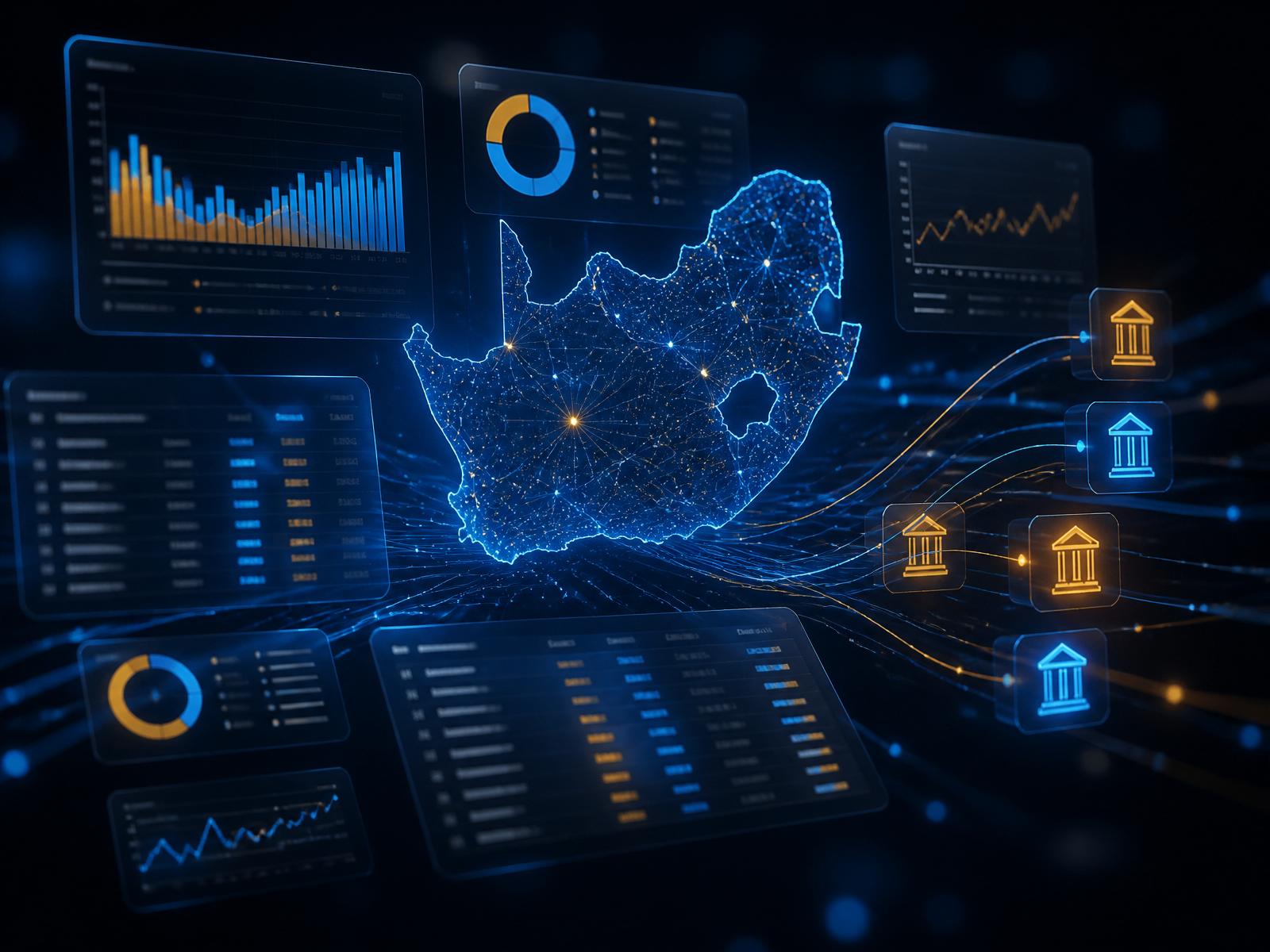 AccPro Lite dashboard concept showing SA bank feeds and financial charts